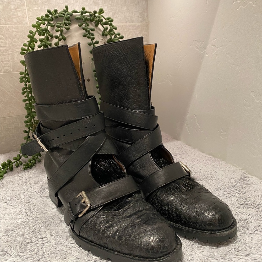 Alexa Wagner Black Leather Mid-Calf Boots size 7.5